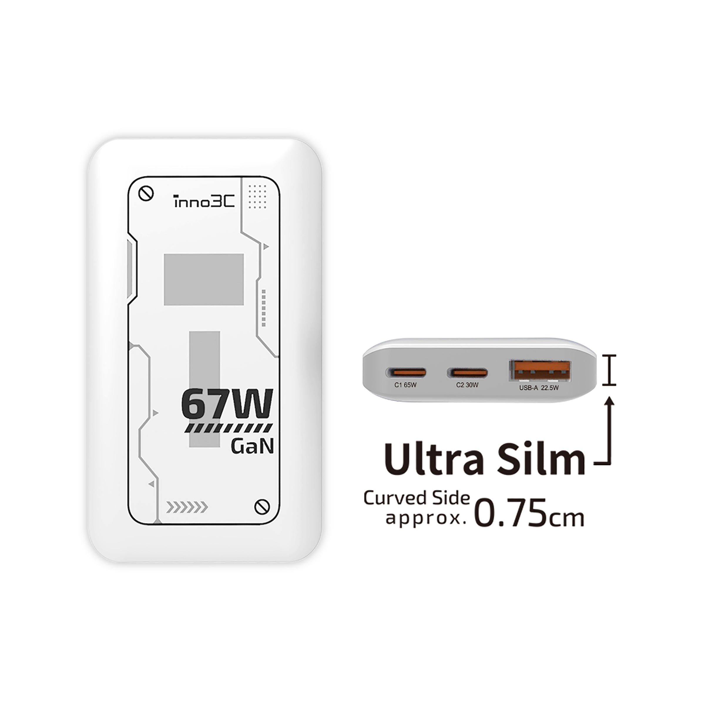 inno3C i-67DT-S 超細 67W 三輸出 GaN 旅行快速充電器連收納袋, , large image number 1